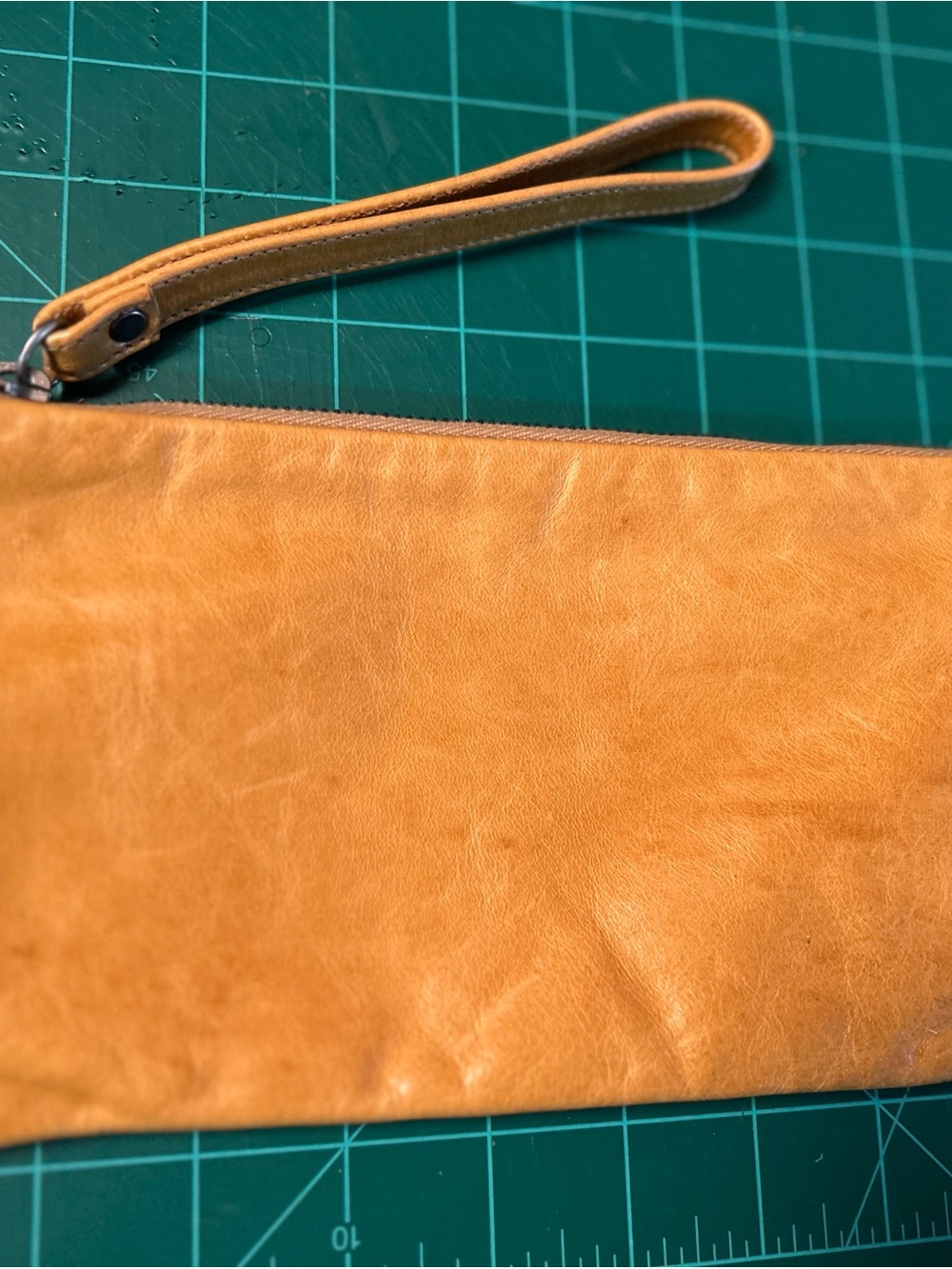 Rough and tumble Leather Wristlet Clutch in Goldenrod